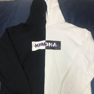 Half black half white men hoodie Size L Brand New